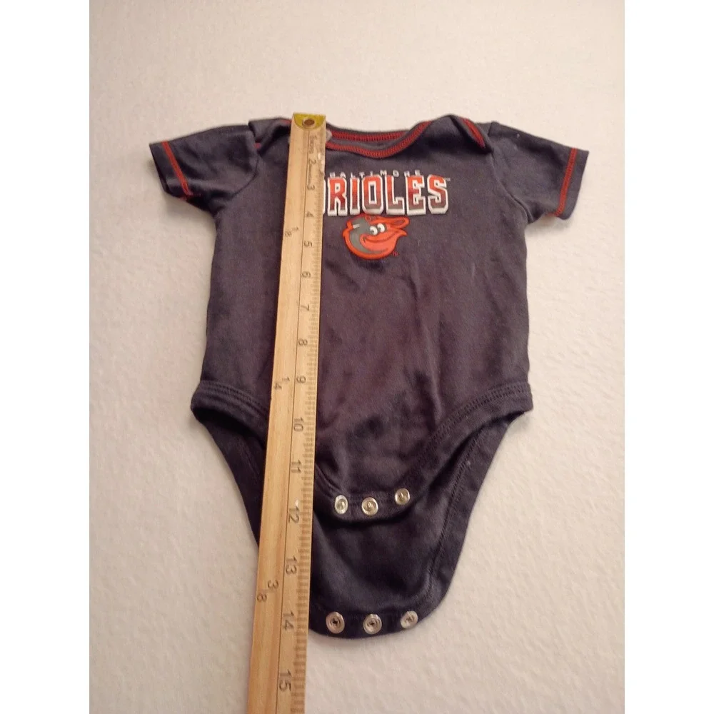 MLB Baby Baltimore Orioles Bodysuit Navy Blue Red 6M Baseball Fan Gear Cotton